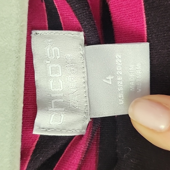 Chico's Zenergy Pink Black Zebra Stripes Sleeve Top 4 XXL (29) - Picture 4 of 7